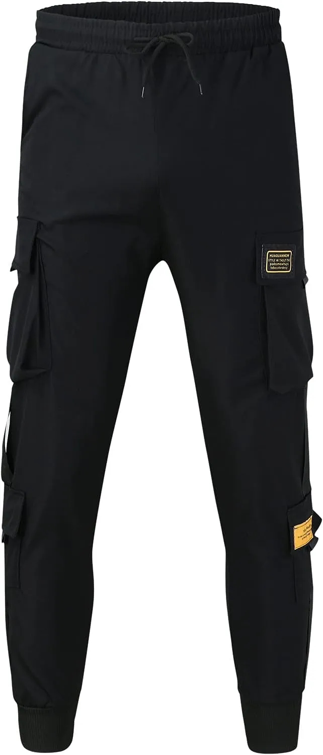 GIERIDUC Mens Hiking Cargo Pants Casual Workout Joggers Lightweight Gym Sweatpants Elastic Waist Athletic Pants with Pockets