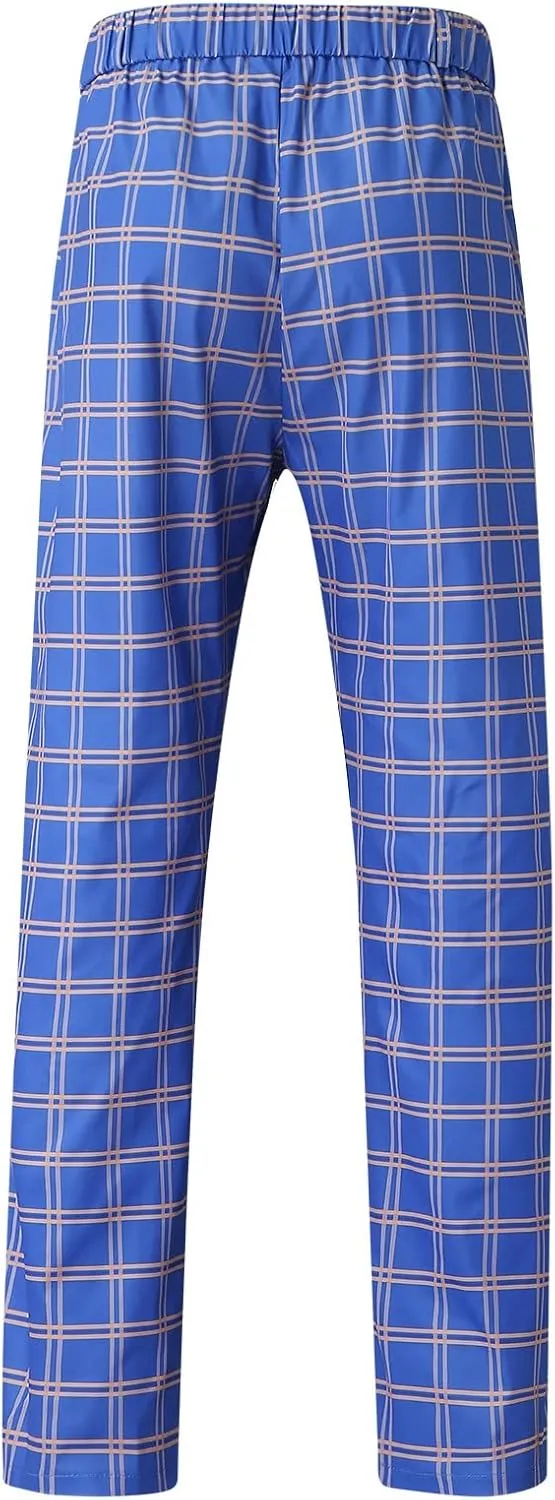 GOKKILRW Chinos for Men Casual Slim Fit Dress Pants Plaid Stretch Flat-Front Skinny Pants Business Work Pencil Lounge Pants