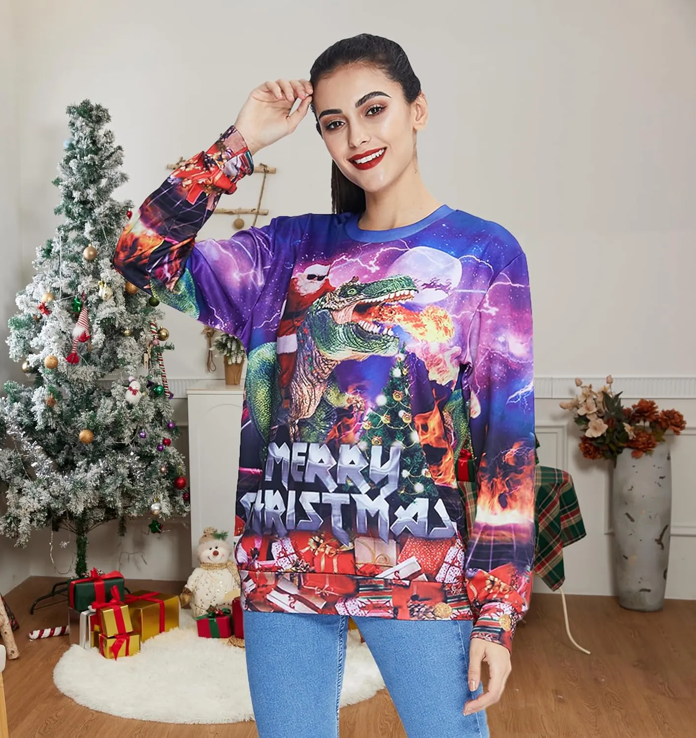 Goodstoworld Mens/Womens Ugliest Christmas Sweatshirt 3D Unique Hilarious Graphic Pullover Shirt S-4XL