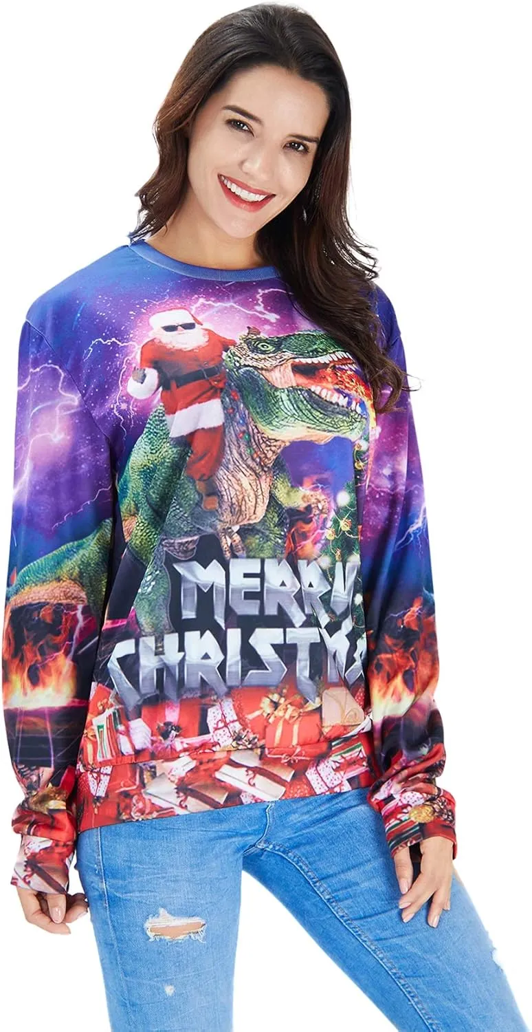 Goodstoworld Mens/Womens Ugliest Christmas Sweatshirt 3D Unique Hilarious Graphic Pullover Shirt S-4XL