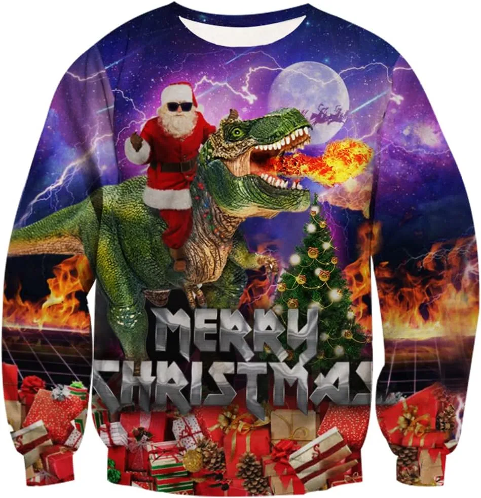 Goodstoworld Mens/Womens Ugliest Christmas Sweatshirt 3D Unique Hilarious Graphic Pullover Shirt S-4XL