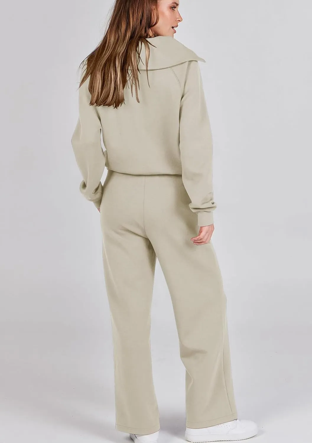 GORIFE Women's 2 Piece Lounge Set Lapel Fall Outfits Long Sleeve Tracksuit Half Zip Sweatsuit Matching Set