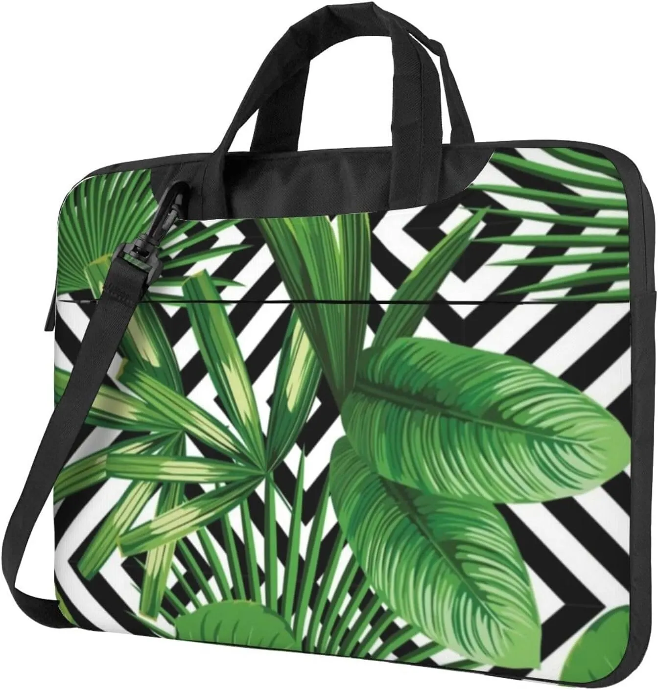 Green Leaves Of Palm Tree Modern 13-15.6 Inch Laptop Bag For Man And Women, Computer Messenger Bag, Trendy Shoulder Strap Design