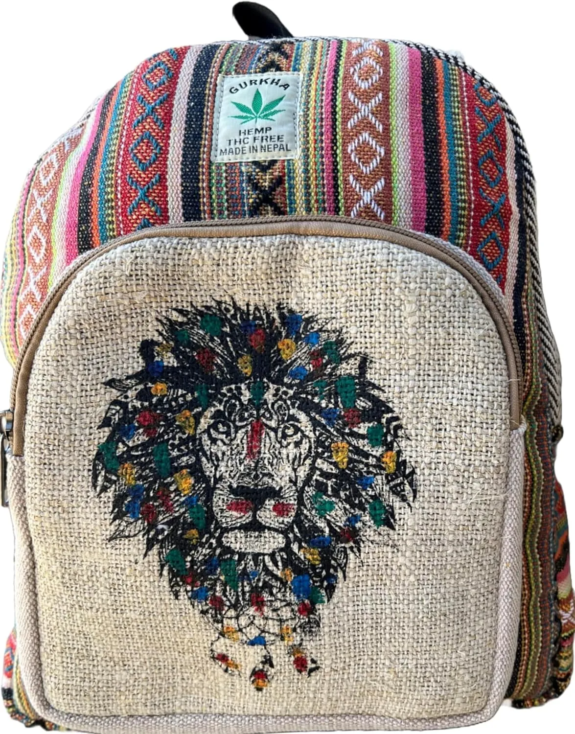 Gurkha Handmade Unique design Himalayan Hemp Backpack 13 IN Medium Hippie, Festival, Hiking & Tablet Laptop Backpack - Handmade In Mt. Everest Country Nepal