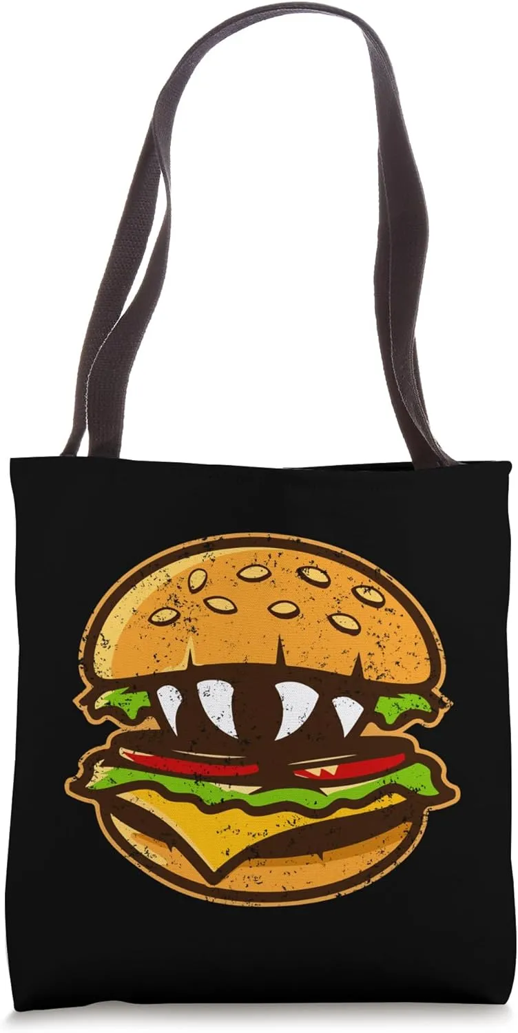 Hamburger Monster Character Horror Cute Funny Street Tote Bag