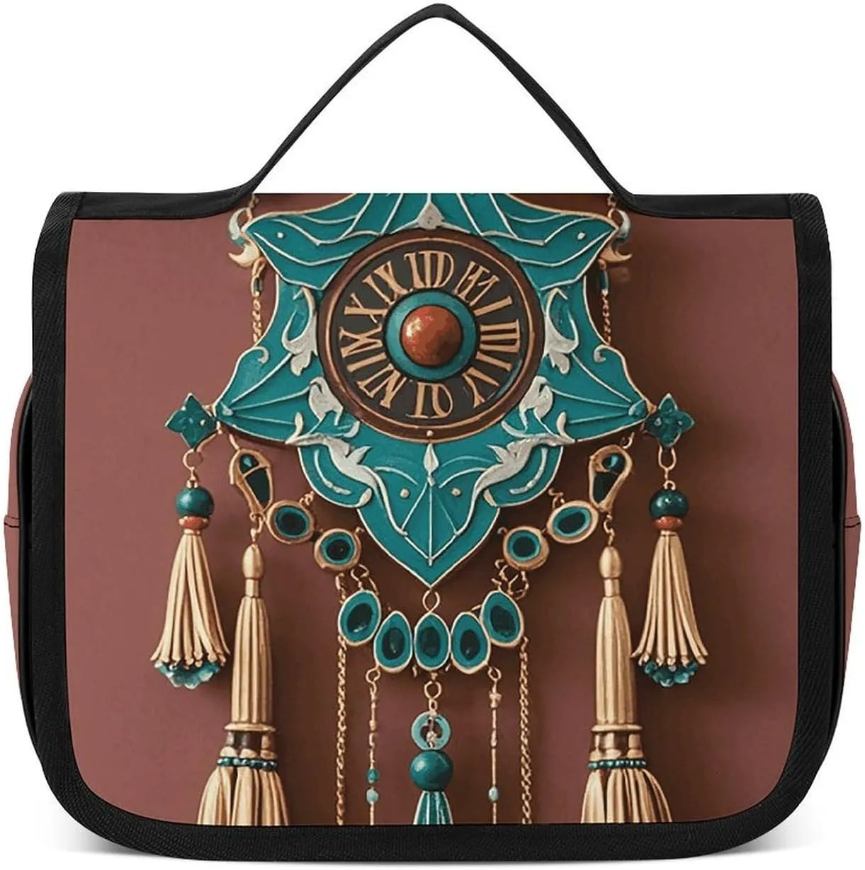 Hanging Toiletry Bag for Women Men Portable Waterproof Makeup Bag Organizer Mid Century Modern Retro with Drop Shapes Travel Toiletry Bag