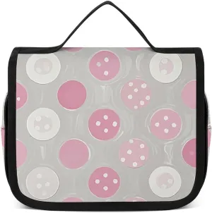 Hanging Toiletry Bag Gray White Modern Polka Dot Pattern Travel Makeup Bag Organizer Waterproof Cosmetic Bag for Women Men