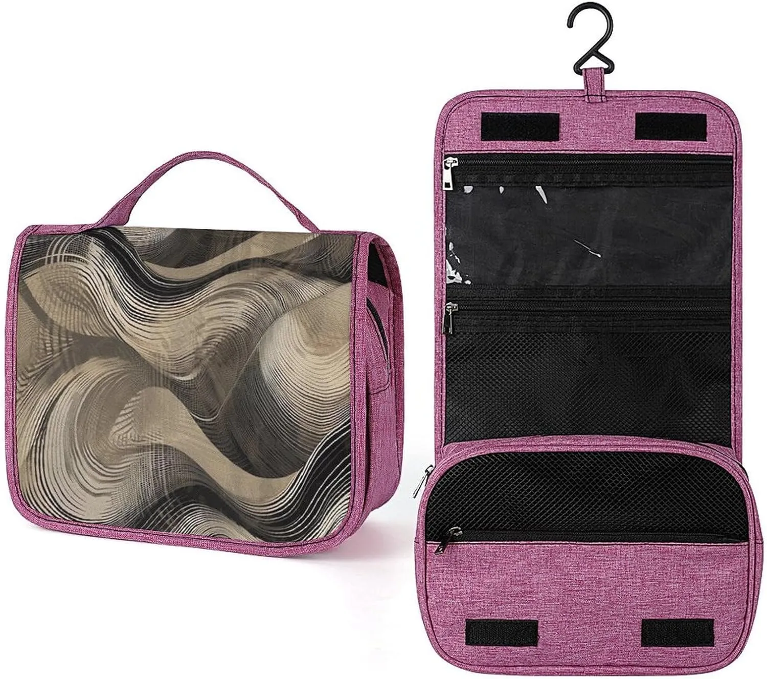 Hanging Travel Toiletry Bag for Women Shabby Modern Pattern Printed Travel Cosmetics And Toiletries Organizer Kit Waterproof Bathroom Shower Bag