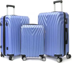 Hard Shell 3 Piece Luggage, Modern Lightweight Suitcase with Hooks and Spinner Wheels ABS Lightweights Checked with Password Lock and Telescopic Rod for Business Travel Domestic Foreign Travel