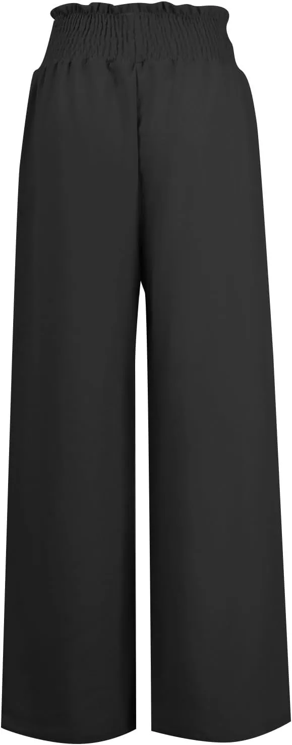 High Waist Wide Leg Palazzo Pants for Women 2024 Summer Casual Linen Lounge Pant Beach Flowy Trousers