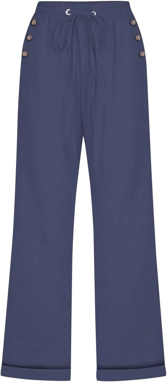 hlysgo Casual Capri Pants for Women High Waist Drawstring Beach Pants 2025 Summer Plus Size Cotton Linen Cropped Trouser