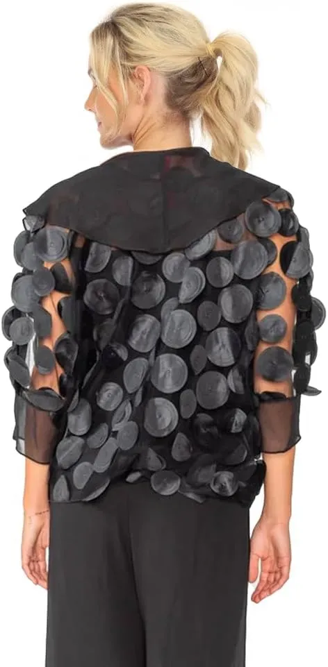 IC Collection Ruffle Shawl Collar Cardigan