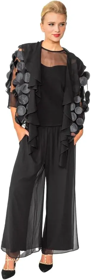 IC Collection Ruffle Shawl Collar Cardigan