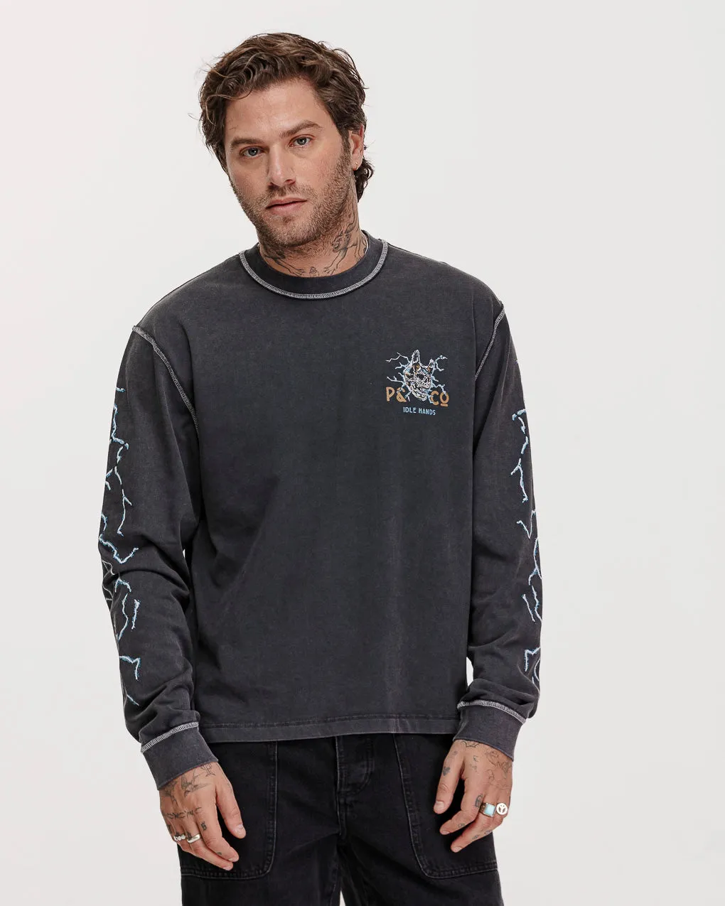 Idle Hands Boxy Longsleeve - Acid Wash