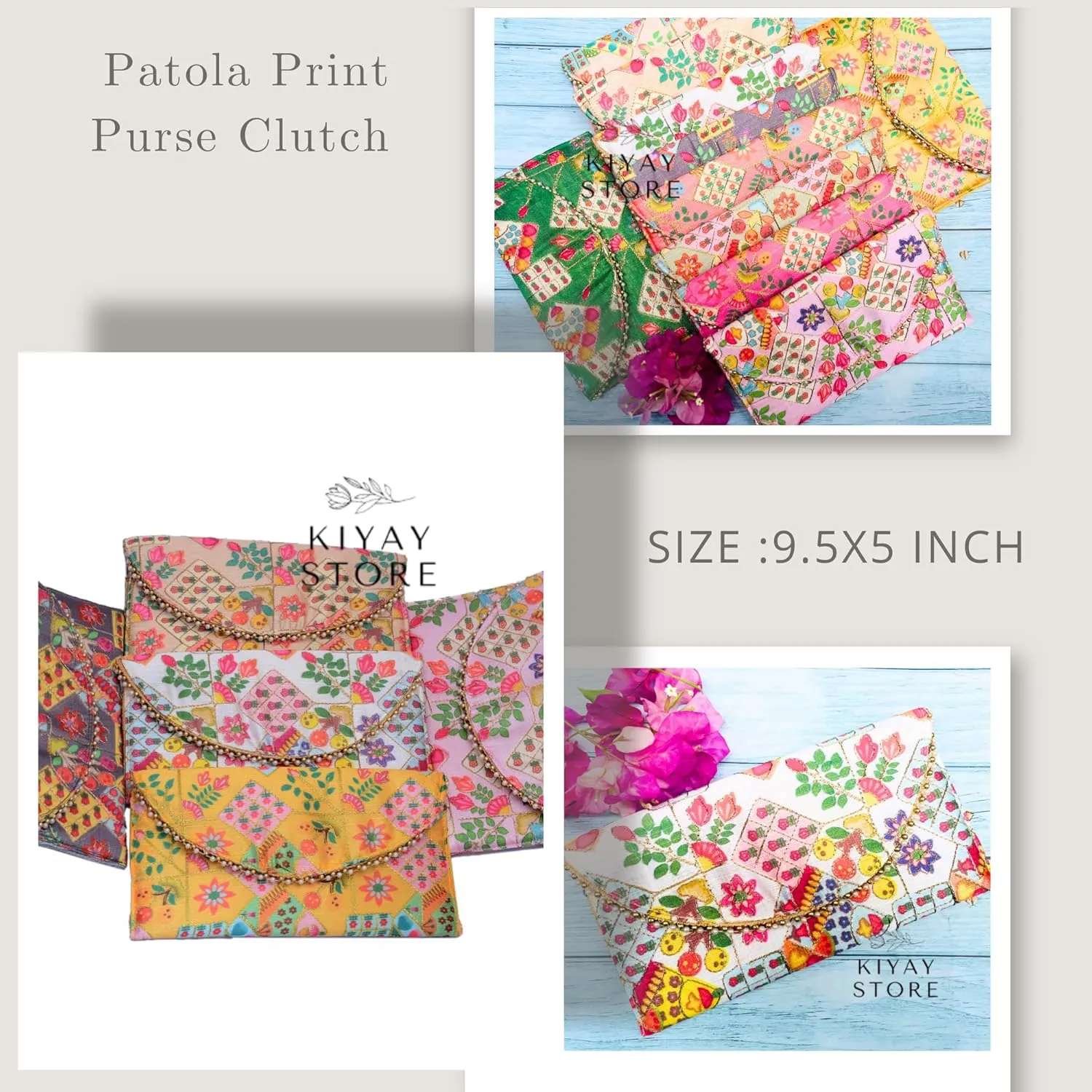 Indian Floral Design Handcrafted Clutch Purse Bag  Artisan Made Collection of Unique, Traditional Gifts for Couples (10)