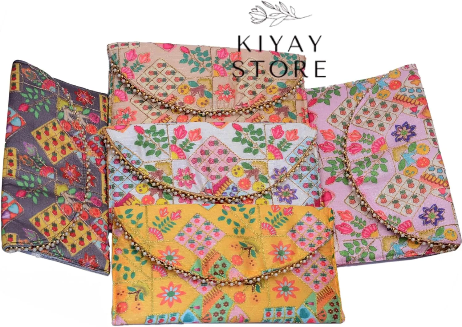 Indian Floral Design Handcrafted Clutch Purse Bag  Artisan Made Collection of Unique, Traditional Gifts for Couples (10)