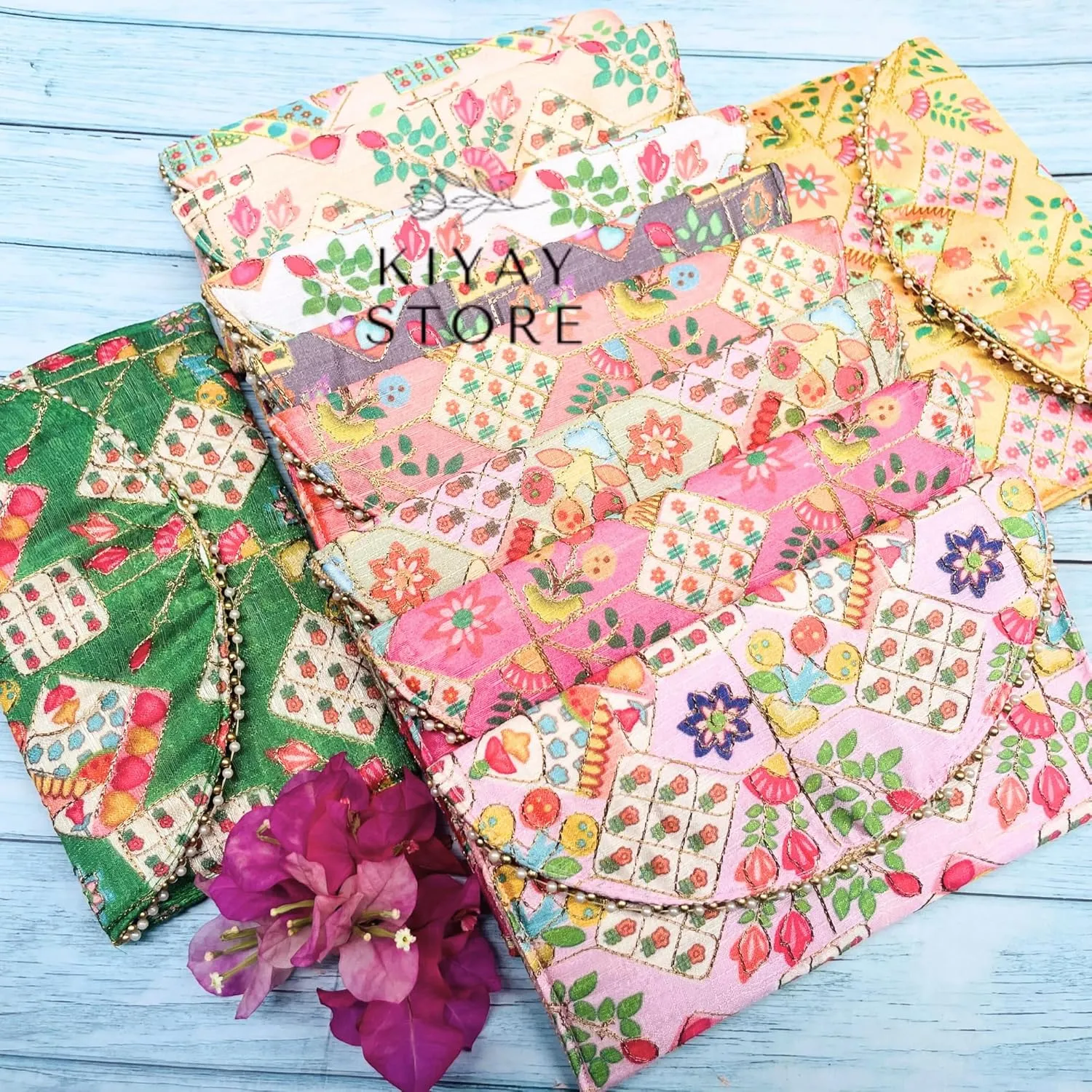 Indian Floral Design Handcrafted Clutch Purse Bag  Artisan Made Collection of Unique, Traditional Gifts for Couples (10)