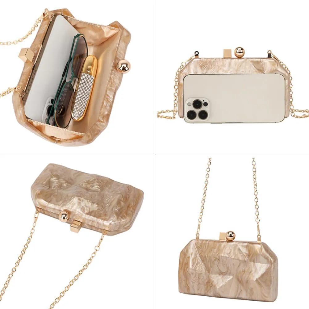 Irregular Acrylic Clutch Purse for Women Elegant Acrylic Evening Bag Unique Box Handbag for Wedding Party Prom
