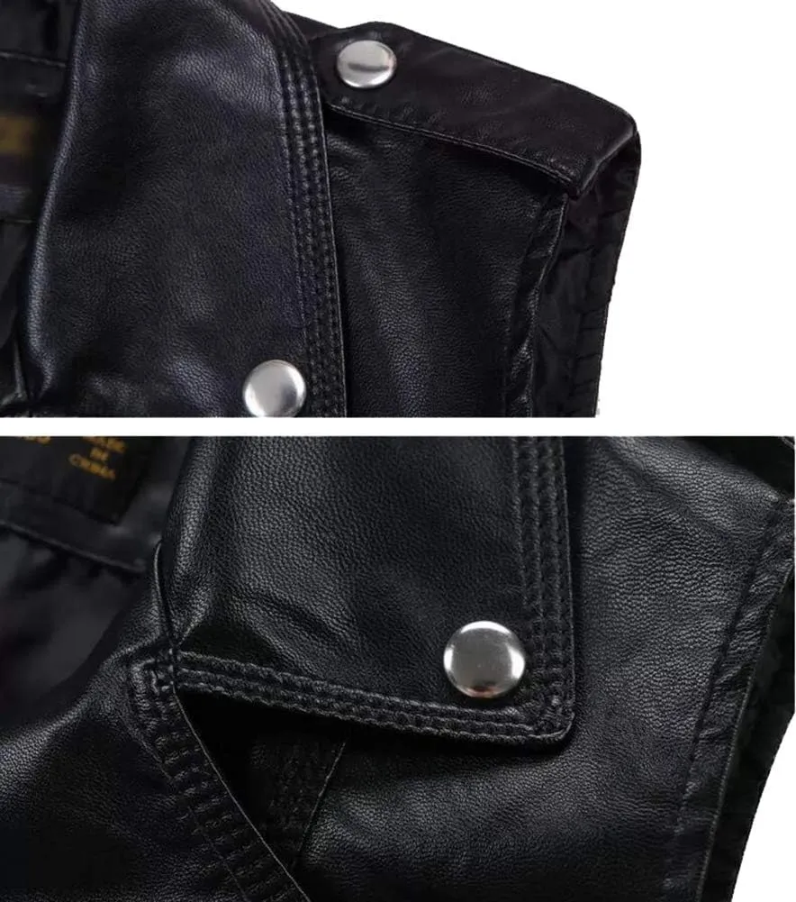Kedera Womens Motorcycle Biker Faux Leather Sleeveless Vest Jacket Slant Zip with Pockets