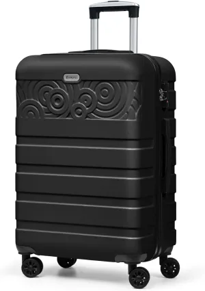 Krute Suitcases with Wheels, 24 Inch Checked Luggage with Spinner Wheels, Lightweight PC ABS TSA Lock Hard Shell Luggage Unique PatternsBlack