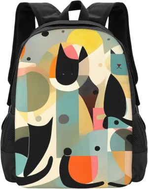 Laptop Backpack For Men Women Mid-Century Modern Art Cat Print 15inch Men Lightweight Sport Rucksack Airline Approved Business Work Bag