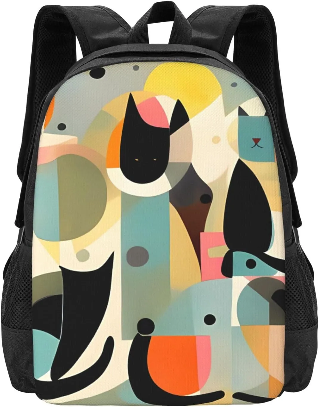 Laptop Backpack For Men Women Mid-Century Modern Art Cat Print 15inch Men Lightweight Sport Rucksack Airline Approved Business Work Bag