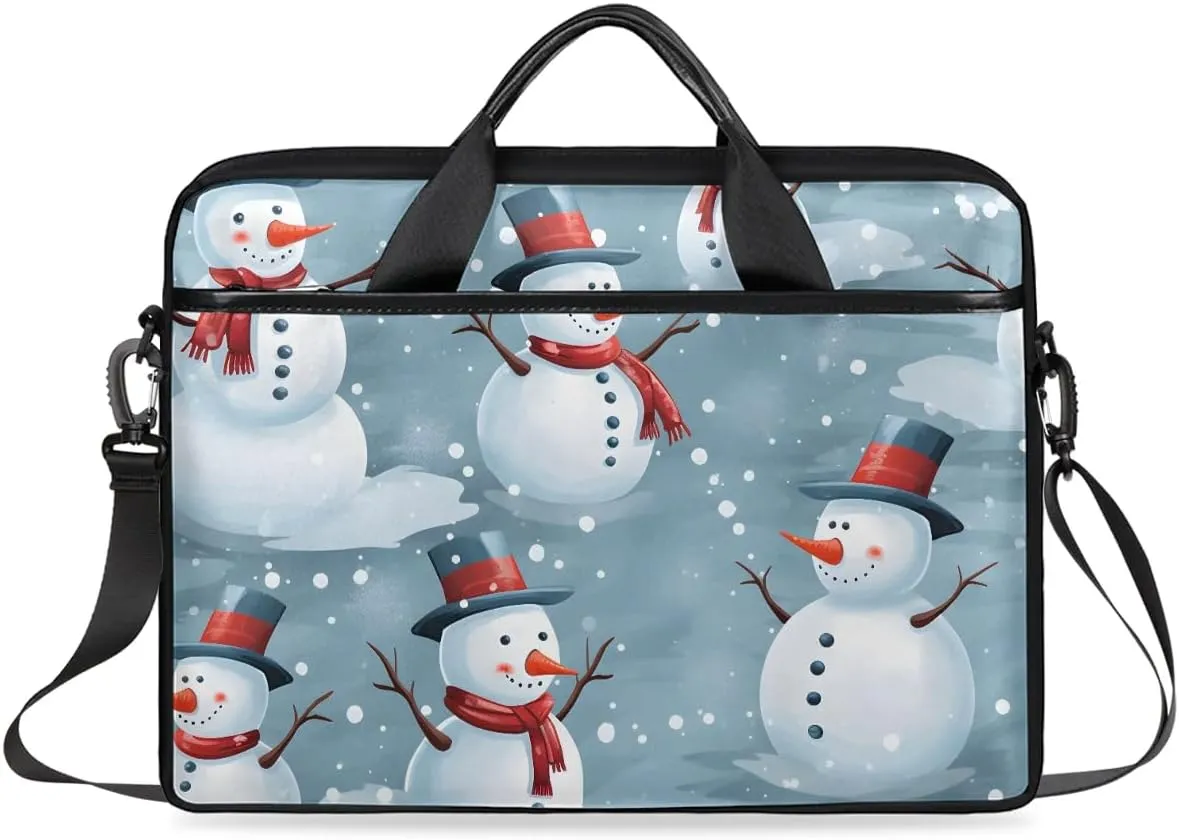 Laptop Shoulder Bag Modern Christmas Snowman Tablet Computer Notebook Sleeve Messenger Bags Carrying Case with Strap Briefcase Tote for 14 15 in Laptops