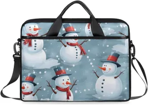 Laptop Shoulder Bag Modern Christmas Snowman Tablet Computer Notebook Sleeve Messenger Bags Carrying Case with Strap Briefcase Tote for 14 15 in Laptops