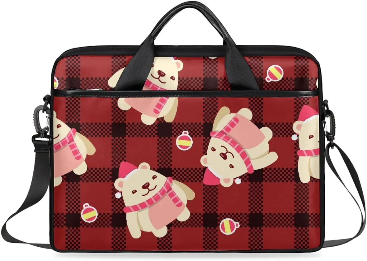 Laptop Shoulder Bag Modern Xmas Style Tablet Computer Notebook Sleeve Messenger Bags Carrying Case with Strap Briefcase Tote for 14 15 in Laptops