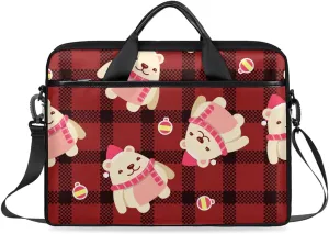 Laptop Shoulder Bag Modern Xmas Style Tablet Computer Notebook Sleeve Messenger Bags Carrying Case with Strap Briefcase Tote for 14 15 in Laptops