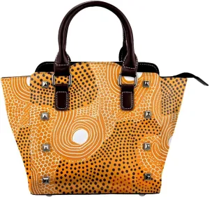Leather Shoulder Bag for Women, Modern Studded Purse Flower Floral Art Crossbody Handbags Punk Hobo Bag with Adjustable Strap