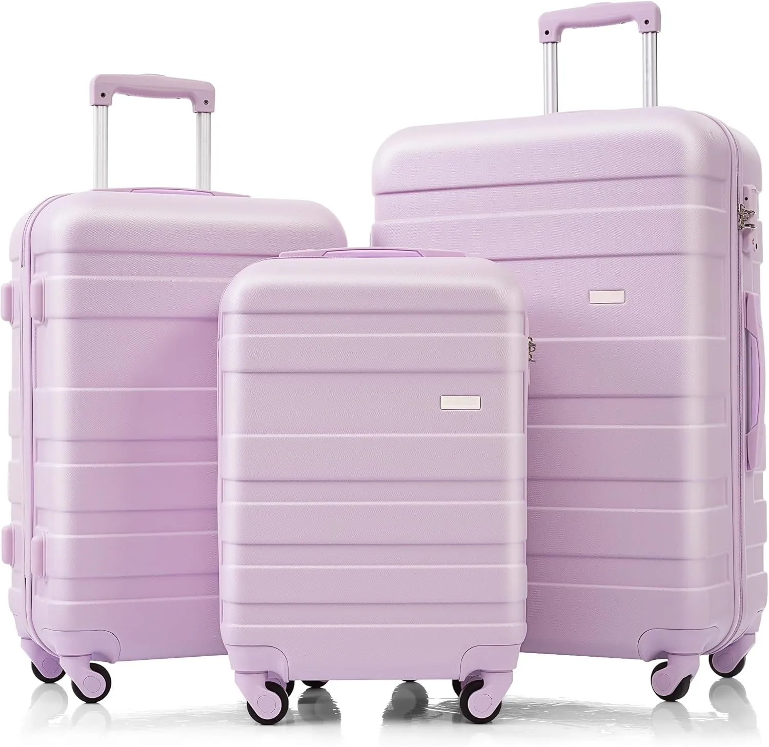 Lightweight Durable 3-Piece Luggage Set for Stress-Free Travel, Easy Maneuvering with 360 Spinner Wheels, Modern Purple Color
