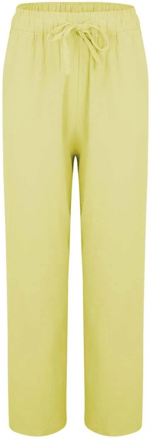 Linen Palazzo Pants for Women Cruise Lounge Wide Leg Pants Plus Size Garden Party Lightweight Resort Pants with Pockets