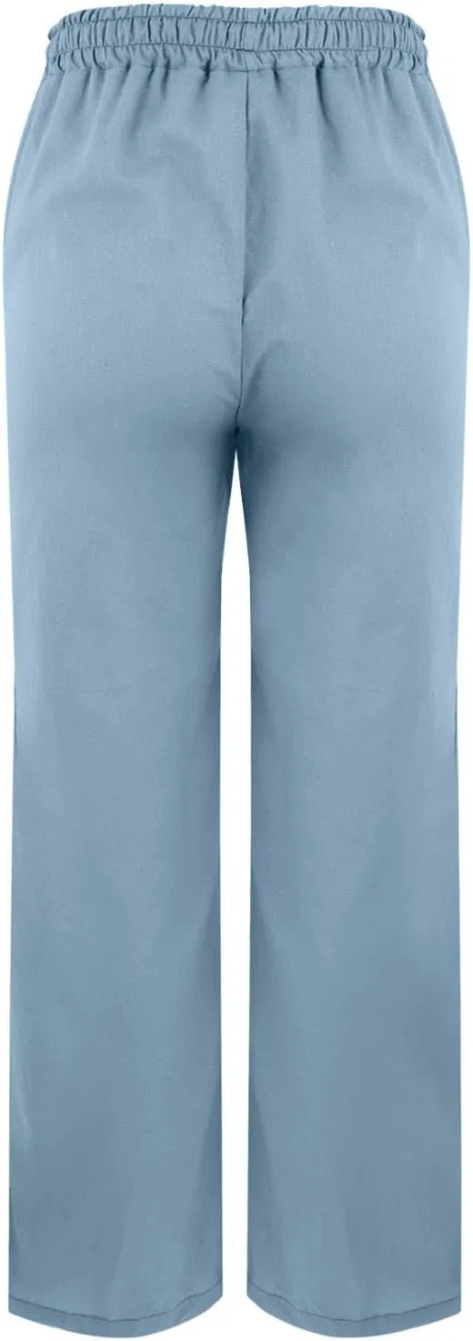 Linen Pants for Women Summer High Waist Elastic Straight Leg Lounge Pant 2025 Casual Loose Lightweight Beach Trousers
