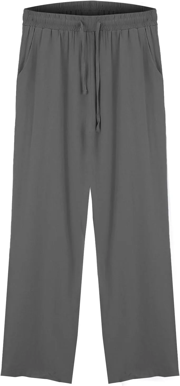 Linen Pants for Womens Summer Pants for Women 2025 Cotton & Linen Drawstring Trousers with Pockets for Travel Work