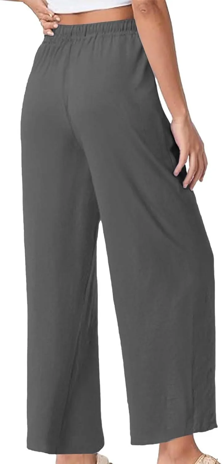 Linen Pants for Womens Summer Pants for Women 2025 Cotton & Linen Drawstring Trousers with Pockets for Travel Work