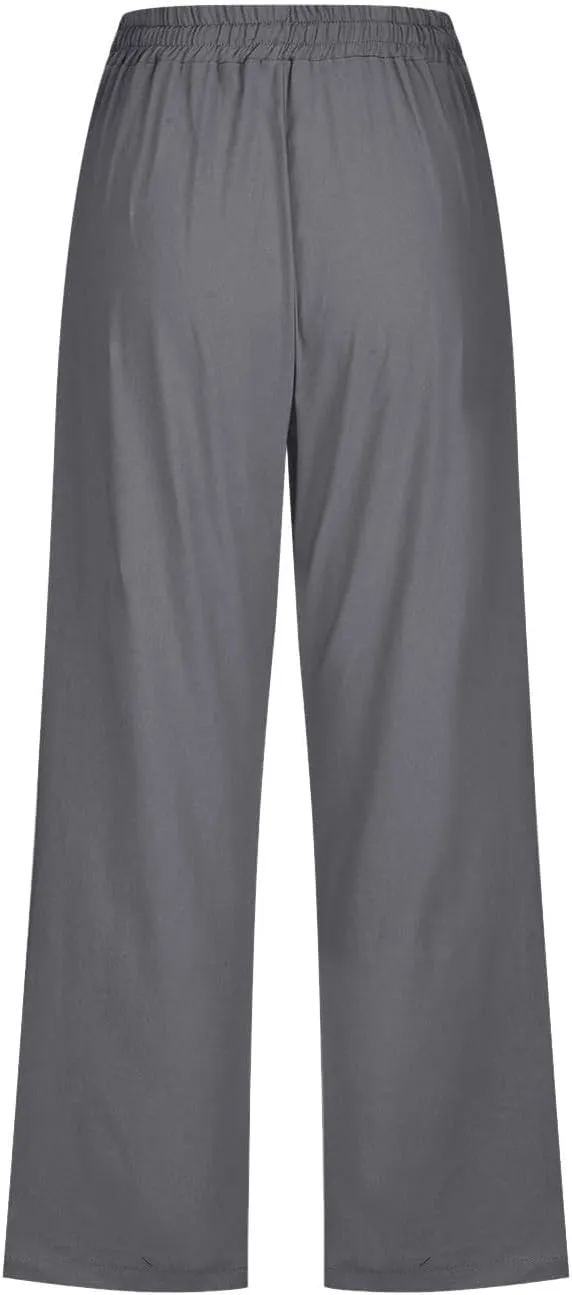 Linen Pants Women Plus Size Tapered Women's Spring and Summer Cotton and Linen Trousers Plus Size Wide Leg Pants