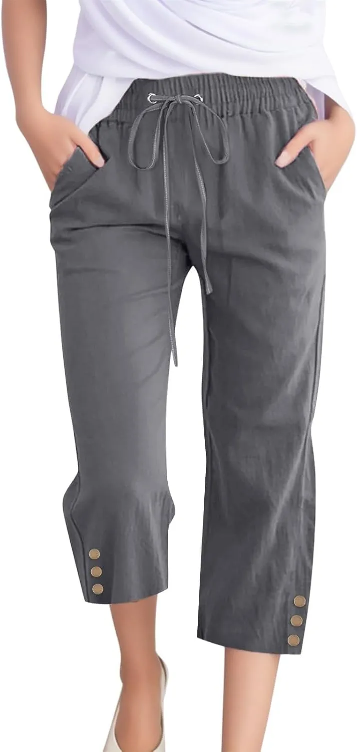 Linen Pants Women Plus Size Tapered Women's Spring and Summer Cotton and Linen Trousers Plus Size Wide Leg Pants