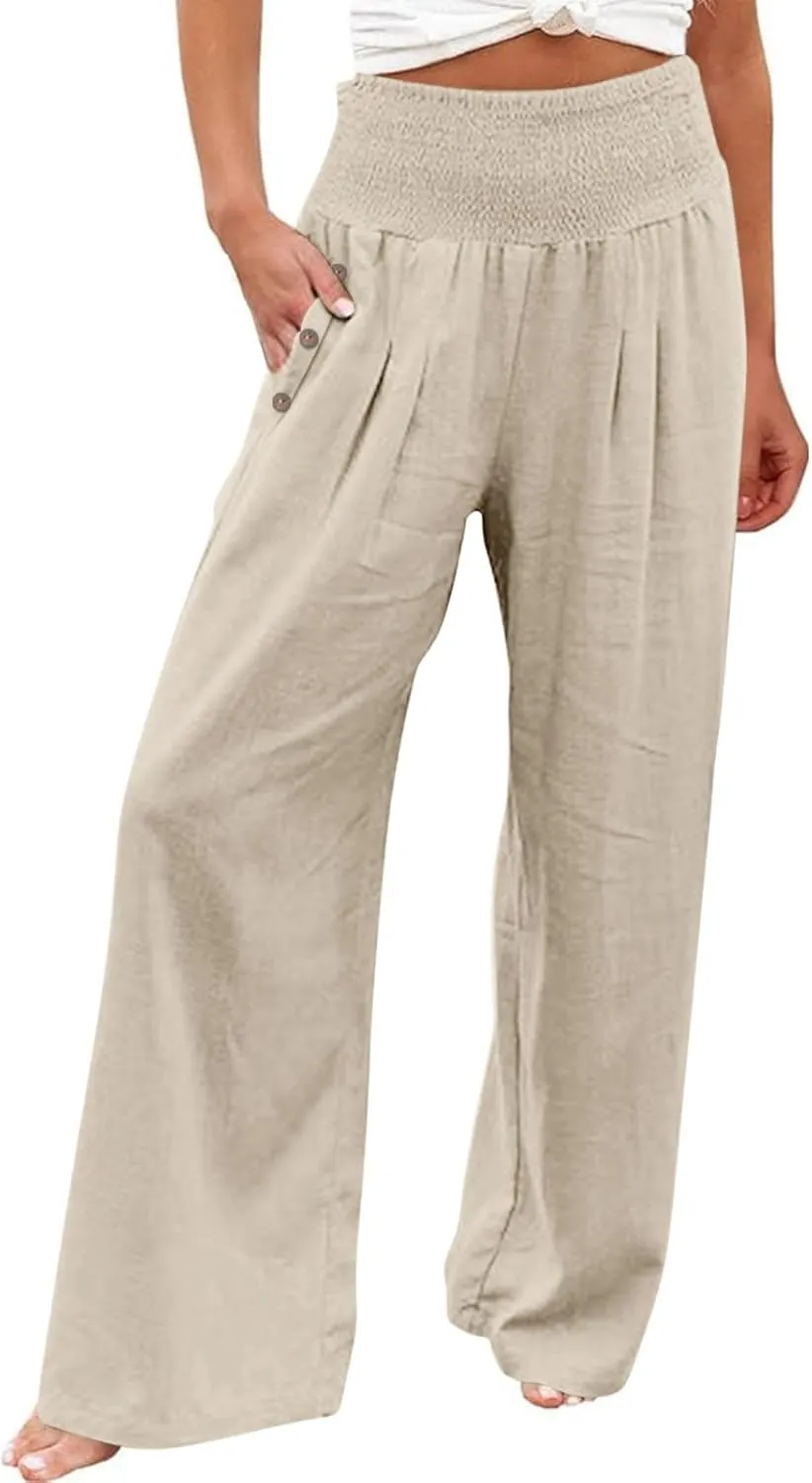 Linen Pants Women Plus Size Tapered Women's Spring and Summer Cotton and Linen Trousers Plus Size Wide Leg Pants