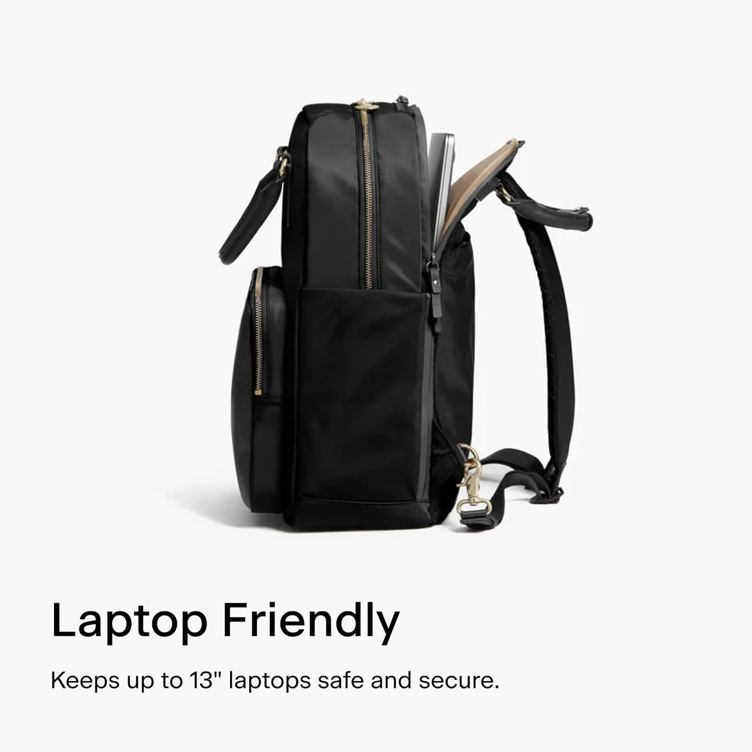 Lo & Sons Rowledge Backpack & Tote - Premium Travel Laptop Bag with 13" Laptop Compartment, Luggage Sleeve | Leather & Water Resistant Nylon | Chic Modern Bag for Women for Everyday, Work, Business