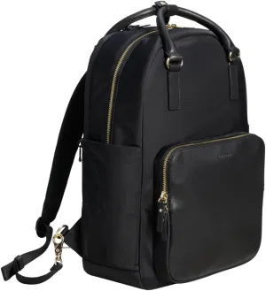 Lo & Sons Rowledge Backpack & Tote - Premium Travel Laptop Bag with 13" Laptop Compartment, Luggage Sleeve | Leather & Water Resistant Nylon | Chic Modern Bag for Women for Everyday, Work, Business