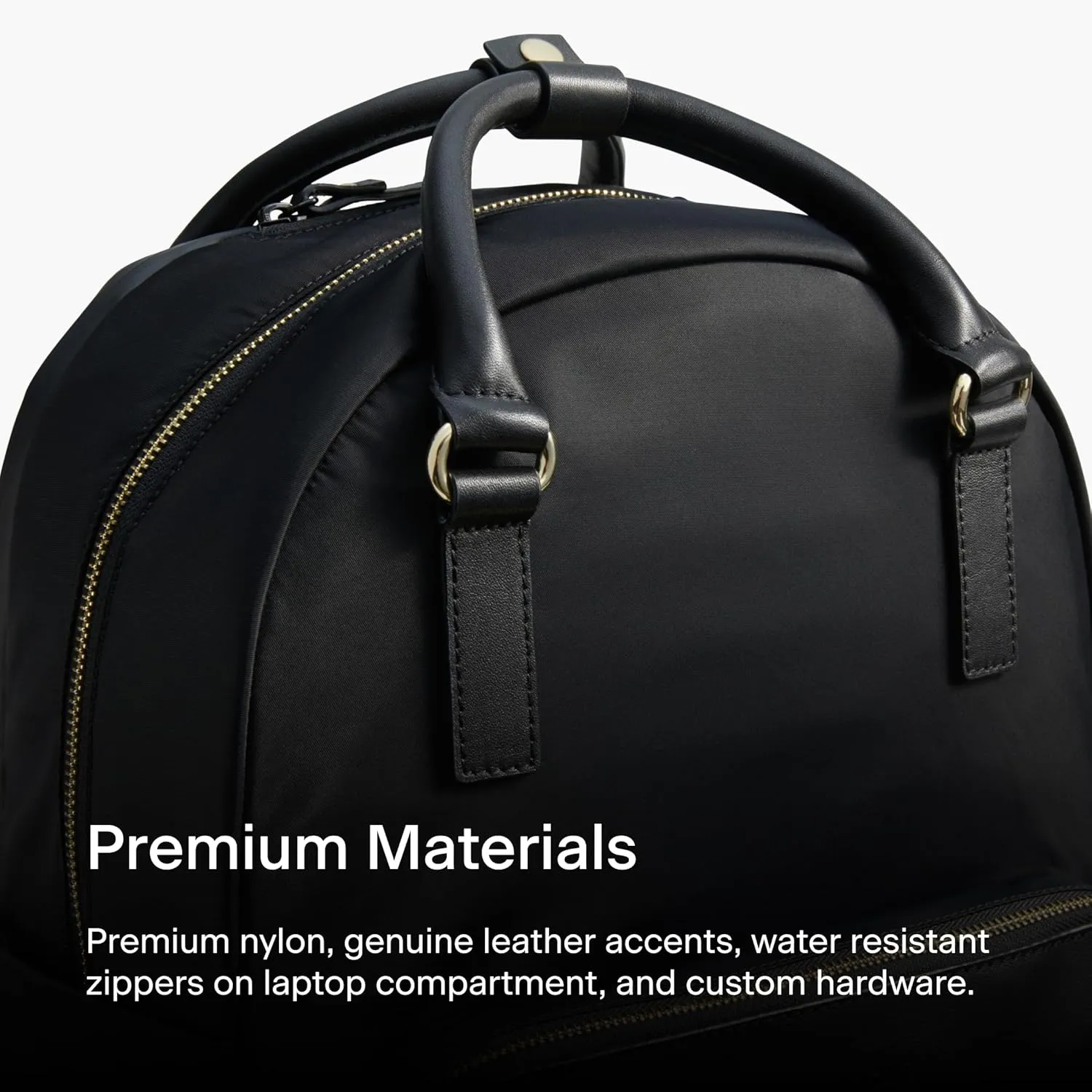 Lo & Sons Rowledge Backpack & Tote - Premium Travel Laptop Bag with 13" Laptop Compartment, Luggage Sleeve | Leather & Water Resistant Nylon | Chic Modern Bag for Women for Everyday, Work, Business
