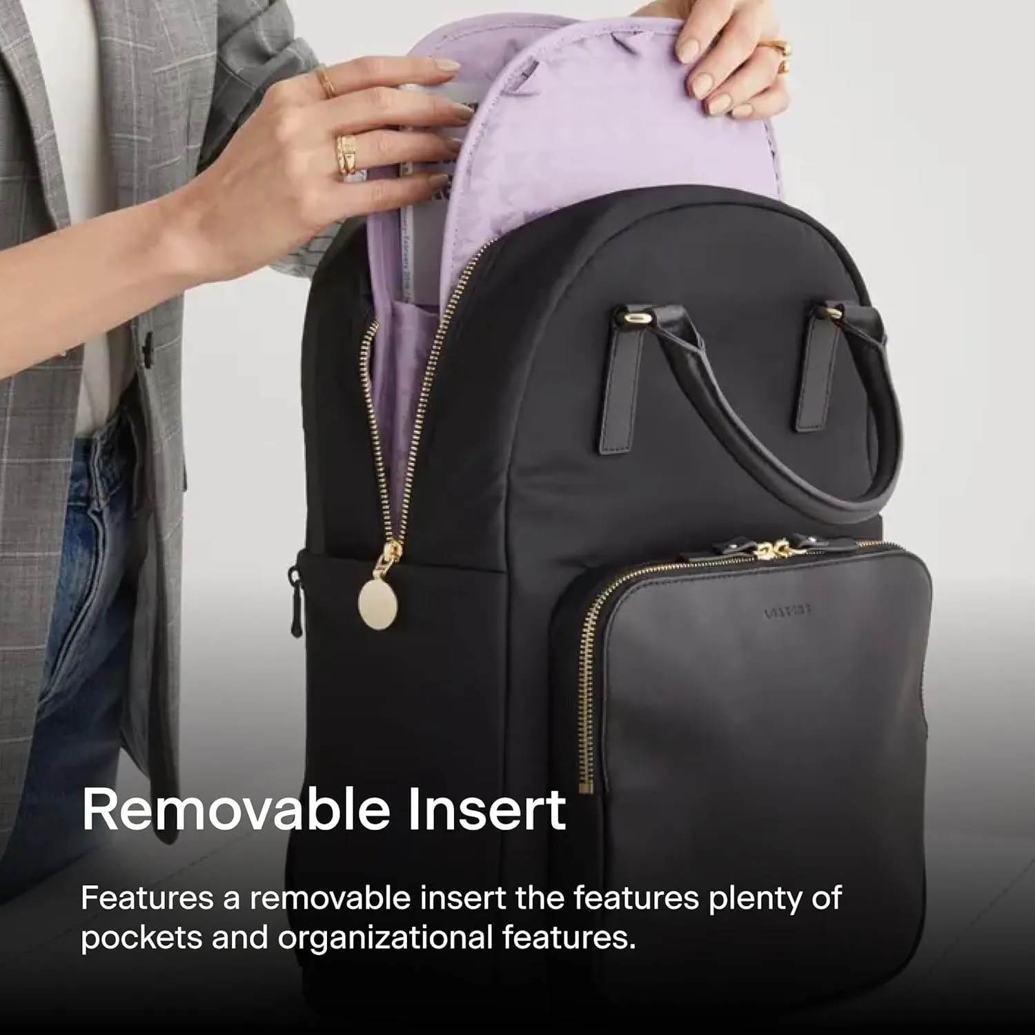 Lo & Sons Rowledge Backpack & Tote - Premium Travel Laptop Bag with 13" Laptop Compartment, Luggage Sleeve | Leather & Water Resistant Nylon | Chic Modern Bag for Women for Everyday, Work, Business