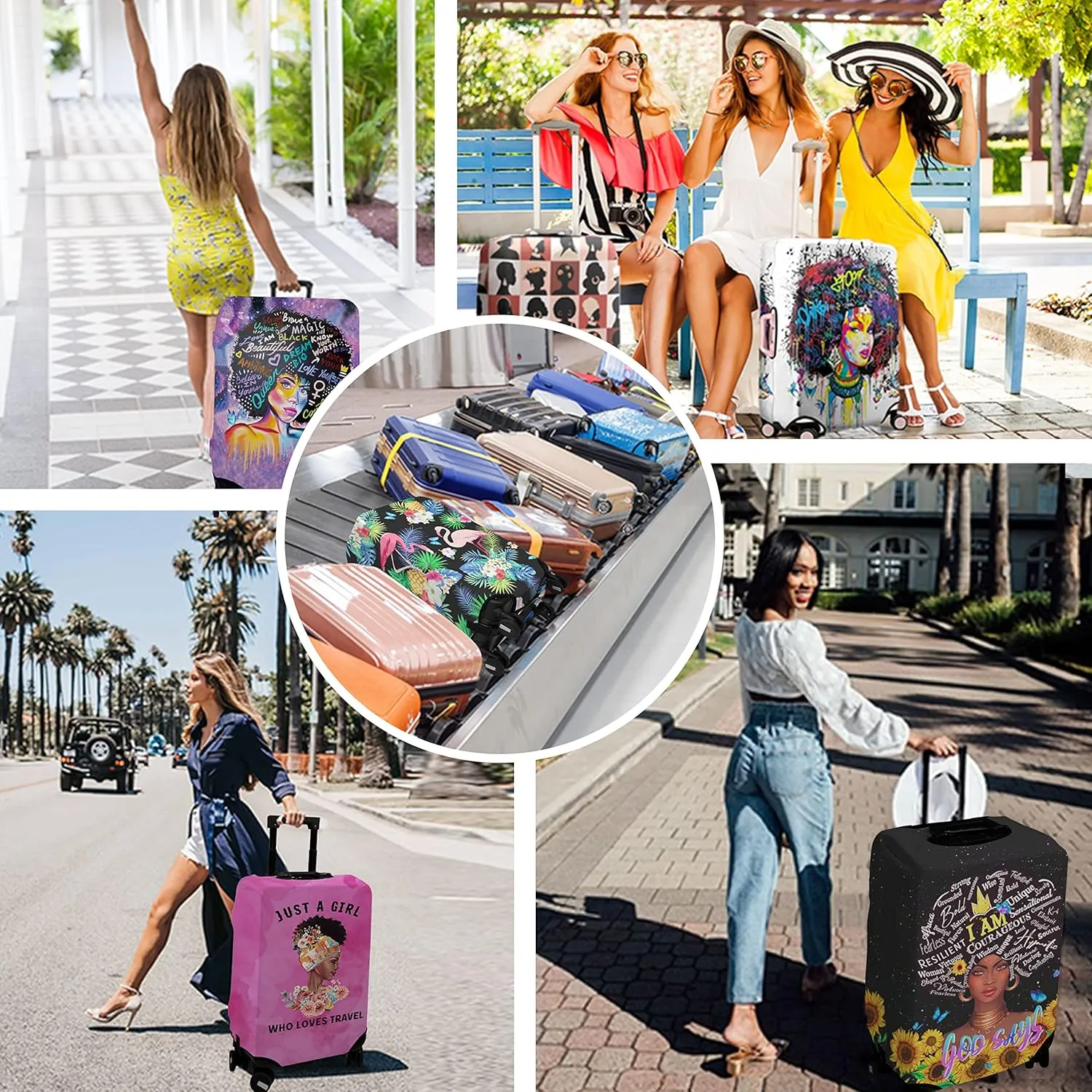 Luggage Cover Approved Cute Travel Suitcase Protector Pink Magic Queen Elastic Washable Unique Themed Suitcase Covers for 18-20 Inch Luggage(S)