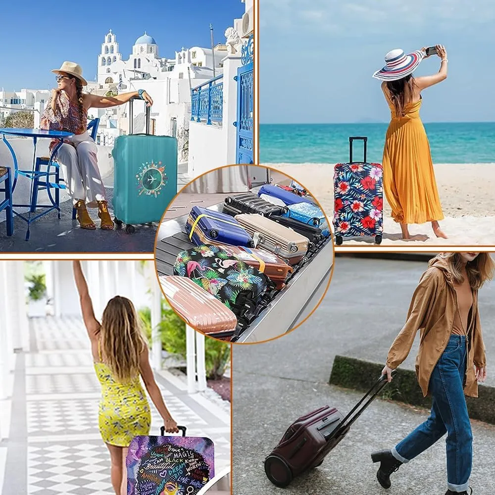 Luggage Cover for Suitcase, Flower Print Business Suitcase Cover Protector Fit 18-32 Inch Luggage, Modern Baggage Covers with Zipper for Travel (Flower 2,XL(30-32inch suitcase))