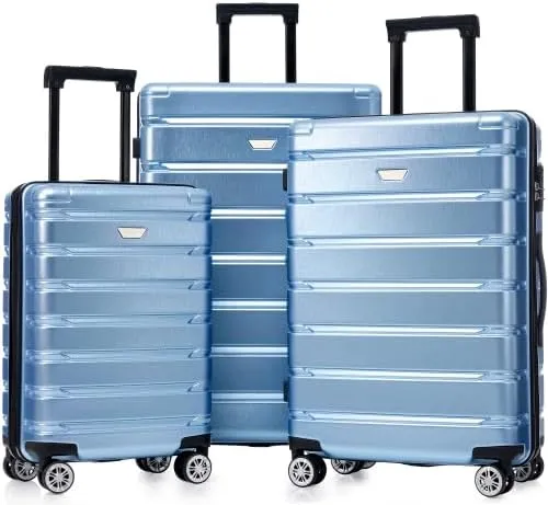 Luggage Sets 3 Piece, Hardshell Suitcases with Wheels, Modern New Durable ABS PC Travel Suitcase with Spinner Wheels, Travel Luggage for Men and Women (Blue)