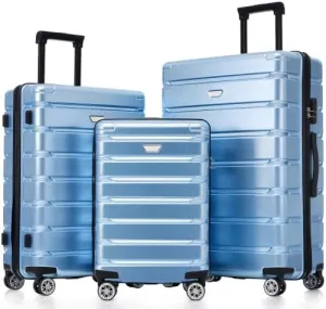Luggage Sets 3 Piece, Hardshell Suitcases with Wheels, Modern New Durable ABS PC Travel Suitcase with Spinner Wheels, Travel Luggage for Men and Women (Blue)