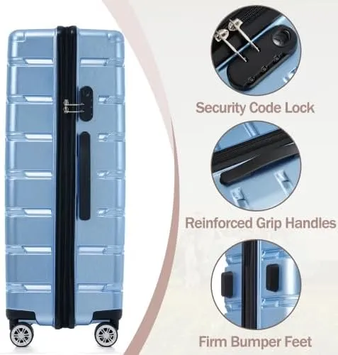 Luggage Sets 3 Piece, Hardshell Suitcases with Wheels, Modern New Durable ABS PC Travel Suitcase with Spinner Wheels, Travel Luggage for Men and Women (Blue)