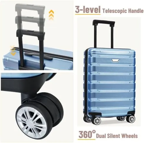 Luggage Sets 3 Piece, Hardshell Suitcases with Wheels, Modern New Durable ABS PC Travel Suitcase with Spinner Wheels, Travel Luggage for Men and Women (Blue)
