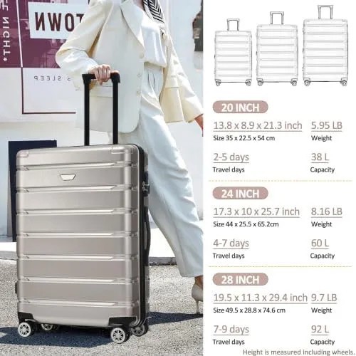 Luggage Sets 3 Piece, Hardshell Suitcases with Wheels, Modern New Durable ABS PC Travel Suitcase with Spinner Wheels, Travel Luggage for Men and Women (Fog Gray)